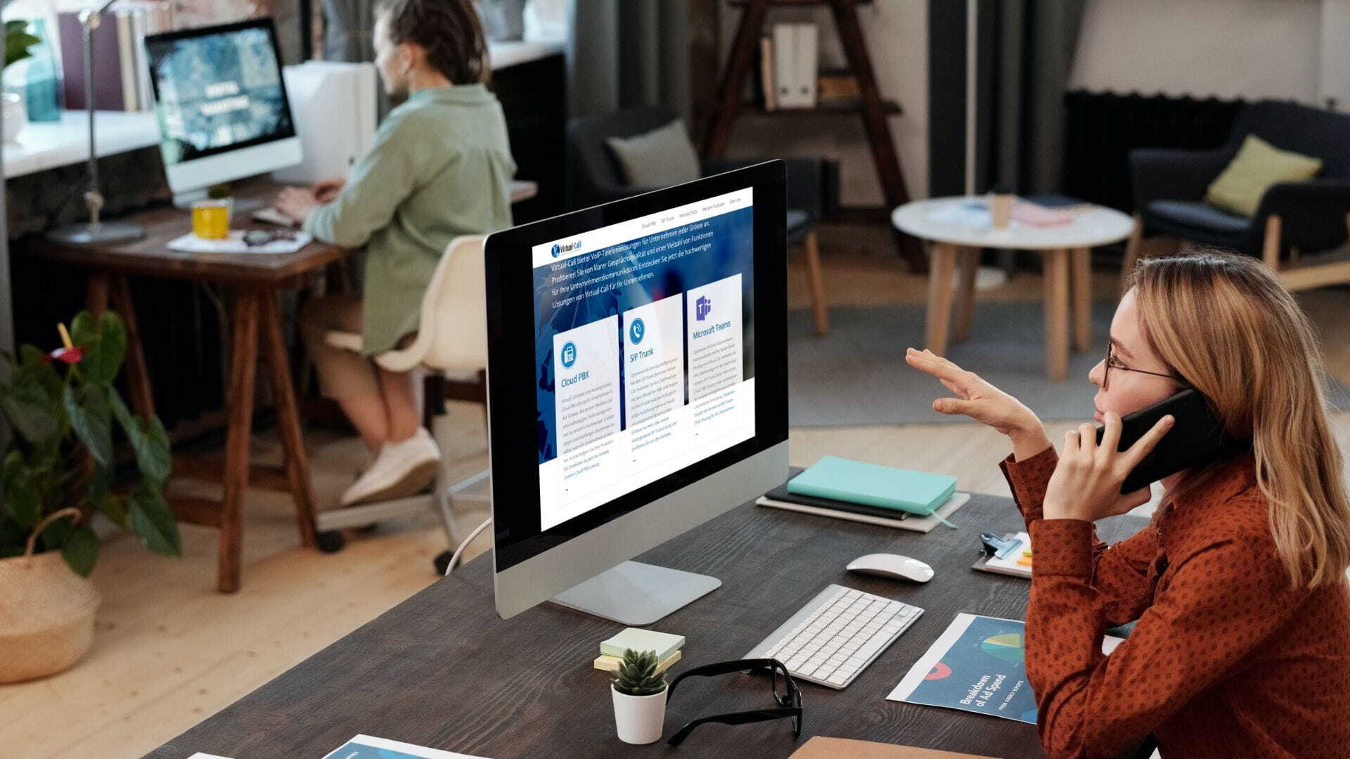 Websesign - Wenn Sie auf Ihrem Schreibtisch telefonieren, achten Sie auf eine mehrsprachige Website, die von Virtual-Call für WPN erstellt wurde