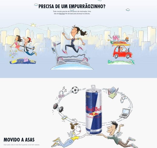 Imagem do site da Red Bull ilustrando a aplicação eficiente de estratégias de marketing de conteúdo.