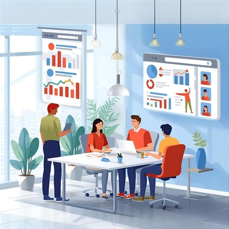 Das Marketingteam hat sich versammelt, um datenbasierte Inbound-Marketing-Strategien zu entwickeln, die potenzielle Kunden gezielt ansprechen. Mit übersichtlichen Dashboards und einer inspirierenden Arbeitsumgebung erstellen wir Inhalte, die Vertrauen schaffen und nachhaltig konvertieren.