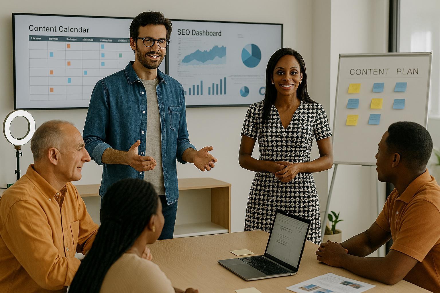 Content-Beratung für KMU: Experten zeigen SEO Dashboard und Content-Kalender im Workshop